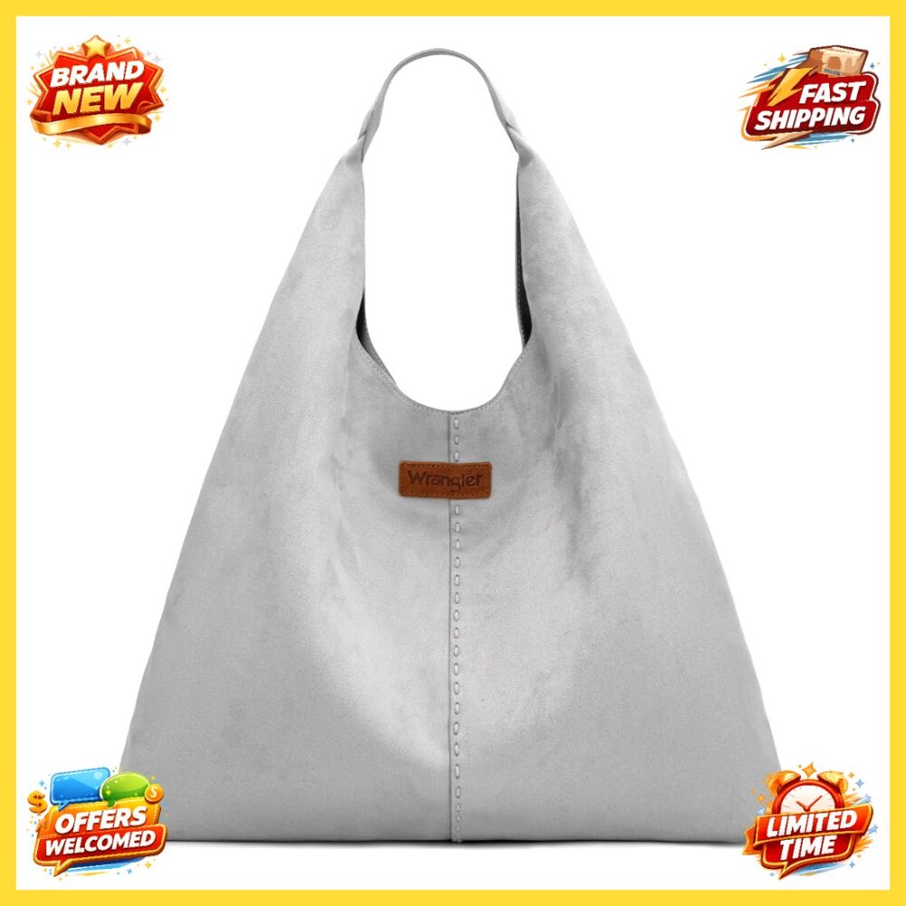 Large Faux Suede Hobo Bag Slouchy Shoulder Purse Casual Handbag